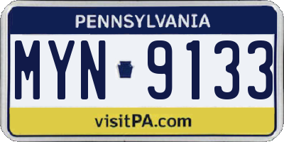 PA license plate MYN9133