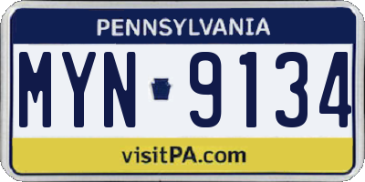 PA license plate MYN9134