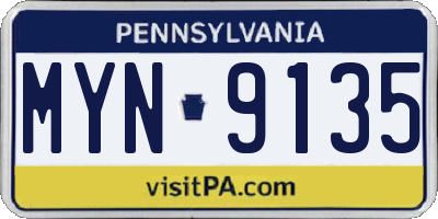 PA license plate MYN9135