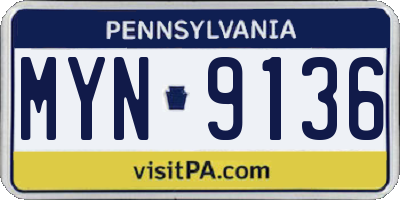 PA license plate MYN9136