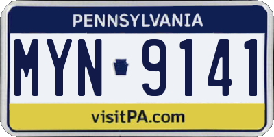 PA license plate MYN9141