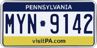 PA license plate MYN9142