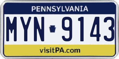 PA license plate MYN9143