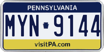 PA license plate MYN9144