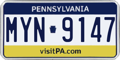 PA license plate MYN9147