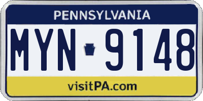 PA license plate MYN9148