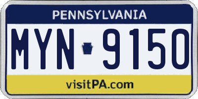 PA license plate MYN9150