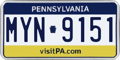 PA license plate MYN9151