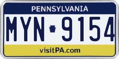 PA license plate MYN9154