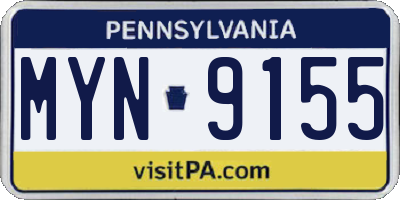 PA license plate MYN9155