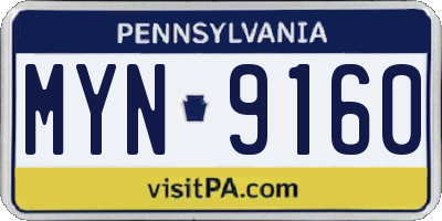 PA license plate MYN9160