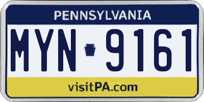 PA license plate MYN9161