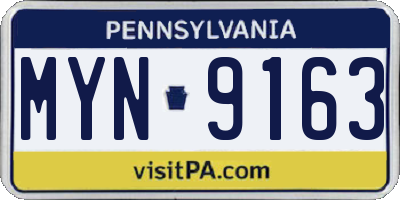 PA license plate MYN9163