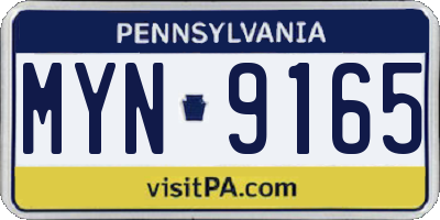 PA license plate MYN9165