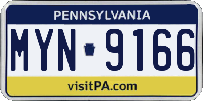 PA license plate MYN9166