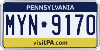 PA license plate MYN9170
