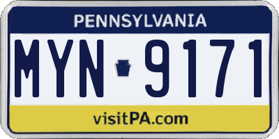 PA license plate MYN9171