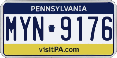 PA license plate MYN9176