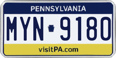PA license plate MYN9180