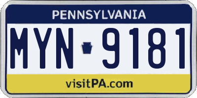 PA license plate MYN9181