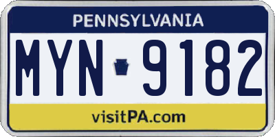 PA license plate MYN9182