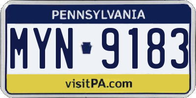 PA license plate MYN9183