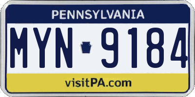 PA license plate MYN9184