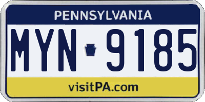 PA license plate MYN9185