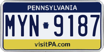 PA license plate MYN9187