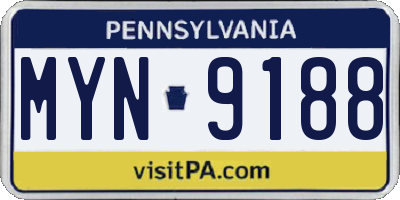 PA license plate MYN9188