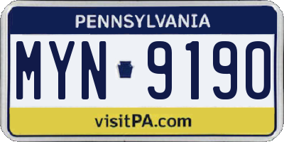PA license plate MYN9190