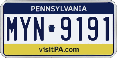 PA license plate MYN9191