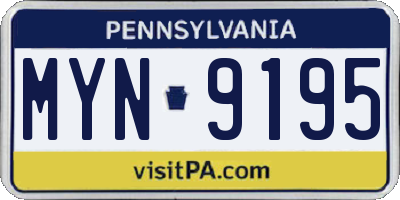 PA license plate MYN9195