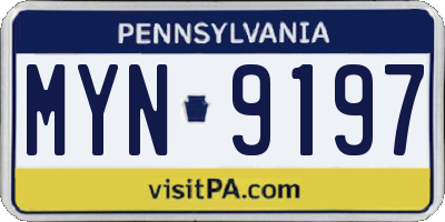 PA license plate MYN9197