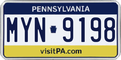 PA license plate MYN9198