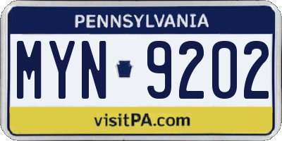 PA license plate MYN9202
