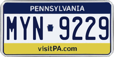 PA license plate MYN9229