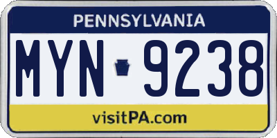 PA license plate MYN9238