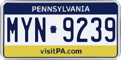 PA license plate MYN9239