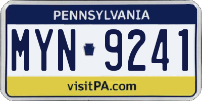 PA license plate MYN9241
