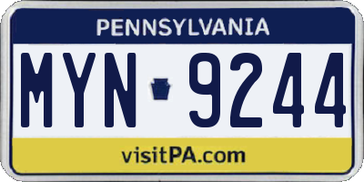 PA license plate MYN9244