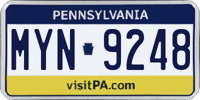 PA license plate MYN9248