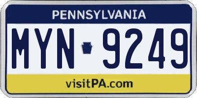 PA license plate MYN9249