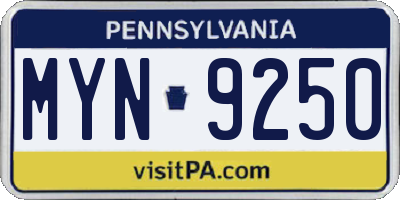 PA license plate MYN9250