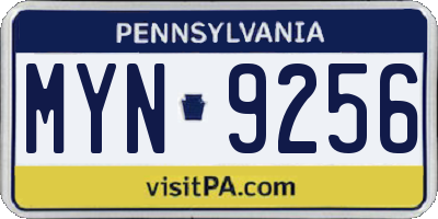 PA license plate MYN9256
