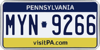 PA license plate MYN9266