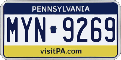 PA license plate MYN9269