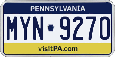 PA license plate MYN9270