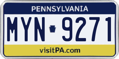 PA license plate MYN9271