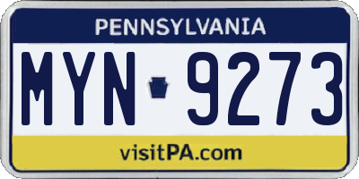 PA license plate MYN9273